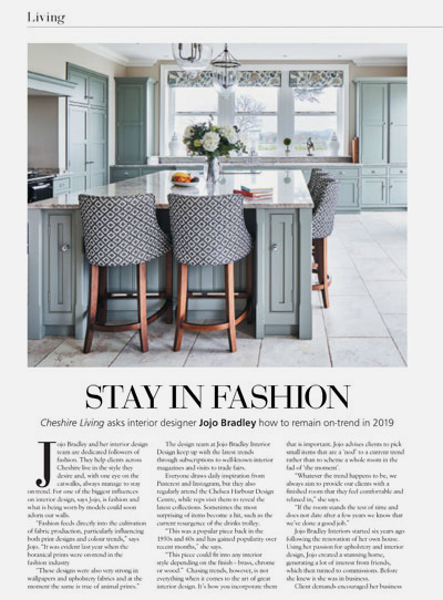 Cheshire Living Magazine Interior Fashion Article